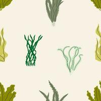 Coral. Underwater plant. Vector seamless pattern in scandinavian style. Seaweed.