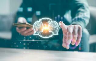 Digital transformation technology strategy, IoT, internet of things. transformation of ideas and the adoption of technology in business in the digital age, enhancing global business capabilities. Ai photo