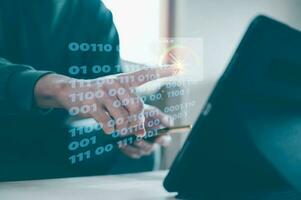 innovation design artificial intelligence Digital transformation change management, internet of things. man  working on virtual diagram, smart industry.Ai tech photo