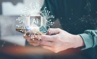 Digital transformation technology strategy, IoT, internet of things. transformation of ideas and the adoption of technology in business in the digital age, enhancing global business capabilities. Ai photo