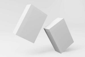 blanco caja para embalaje, rectángulo caja Bosquejo, jarabe caja Bosquejo, software caja Bosquejo, embalaje caja Bosquejo diseño. 3d representación foto
