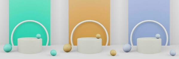 Set of realistic podium, product stage for product presentation 3d rendering photo