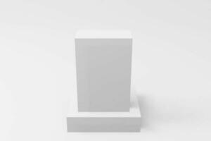 blanco caja para embalaje, rectángulo caja Bosquejo, jarabe caja Bosquejo, software caja Bosquejo, embalaje caja Bosquejo diseño. 3d representación foto