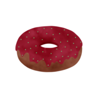 Red Donut illustration decorate green sugar flakes png