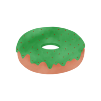 Green Donut illustration decorate red sugar flakes png