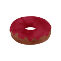 Red Donut illustration, Hand drawn png