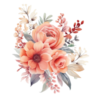 Aquarell Blumen- Blume Design, Aquarell Blume Vereinbarungen Blumen, Aquarell Blume Design, Blume Sublimation Blumen- Clip Art, Hochzeit Dekoration, ai generiert png