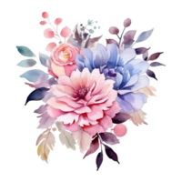 vattenfärg blommig blomma design, vattenfärg blomma arrangemang blommig, vattenfärg blomma design, blomma sublimering blommig ClipArt, bröllop dekoration, ai genererad png