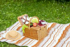 outdoor recreation. picnic in the meadow photo