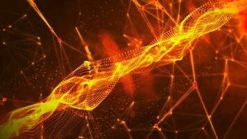 Golden plexus Glittering space particle form, futuristic neon graphic Background, energy 3d abstract art element illustration, technology artificial intelligence, shape theme wallpaper photo