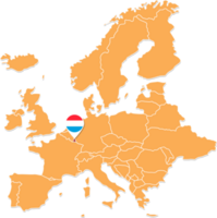Luxembourg map in Europe, Luxembourg location and flags. png