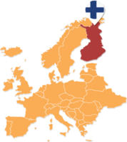 Finlande carte dans L'Europe , Finlande emplacement et drapeaux. png