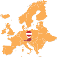 Austria map in Europe, Austria location and flags. png