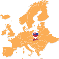Eslováquia mapa dentro Europa, Eslováquia localização e bandeiras. png