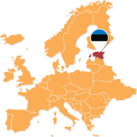 Estonia map in Europe, Estonia location and flags. png