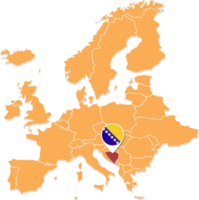 Bosnie et herzégovine carte dans L'Europe , Bosnie et herzégovine emplacement et drapeaux. png