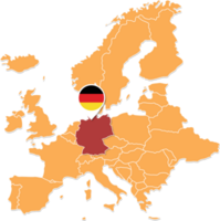 Allemagne carte dans L'Europe , Allemagne emplacement et drapeaux. png