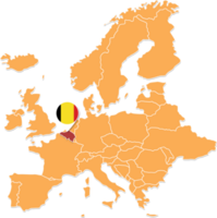 belgie kaart in Europa, belgie plaats en vlaggen. png