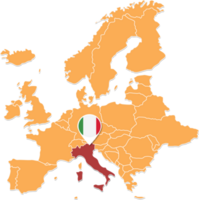 Italie carte dans L'Europe , Italie emplacement et drapeaux. png