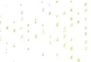 Light Green vector backdrop with music notes.