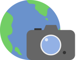 camera with earth travel icon png