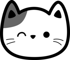 cute cat face flat design cartoon element illustration png