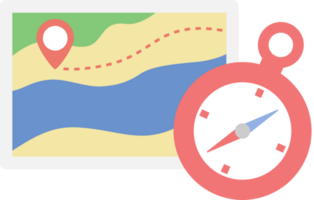 rot Stift Kennzeichen auf das Karte mit Kompass Reise Symbol png