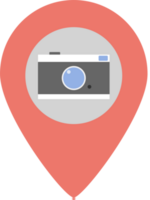 red pin mark with camera travel icon png