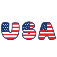 USA word in flag colors design png