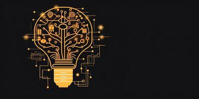 Bulb like brain with detailed circuits. Concept of artificial intelligence. image photo