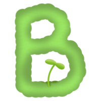 Green english alphabet and little tree png