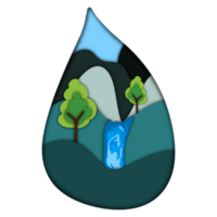 water droplets and nature with paper cut art style png