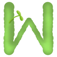 Green english alphabet and little tree png