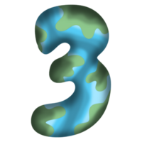 Numbers with earth pattern png