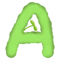 Green english alphabet and little tree png