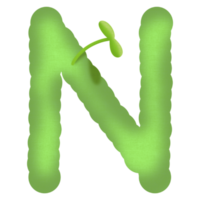 Green english alphabet and little tree png