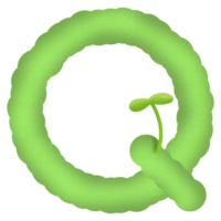 Green english alphabet and little tree png