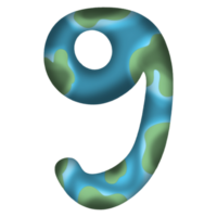 Numbers with earth pattern png