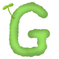 Green english alphabet and little tree png