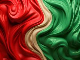 Green, neutral brown and red colored milky velvet cream texture background. photo