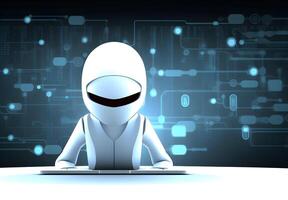 Anonymous robot hacker. Concept of hacking cybersecurity, cybercrime, cyberattack, etc. photo