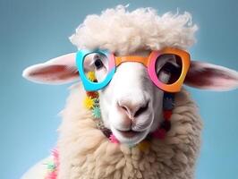 Fashionable sheep with eyeglasses. photo