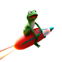 Frog and Rocket Adventure generative with AI png