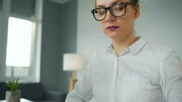 Woman typing on a computer keyboard. Concept of remote work video