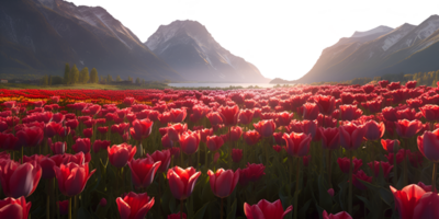 rurale tulipano azienda agricola nel il primavera generativo con ai png