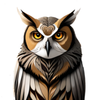 Cute owl bird in flat cartoon style generative with AI png