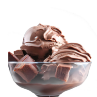 Chocolate Ice Cream in a Glass Bowl generative with AI png