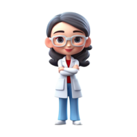 3D Happy cartoon doctor. Cartoon doctor on transparent background. png