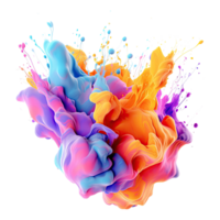 Abstract colorful paint splash on transparent background. png