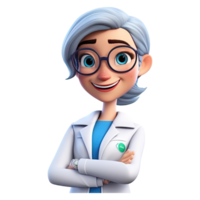 3D Happy cartoon doctor. Cartoon doctor on transparent background. png